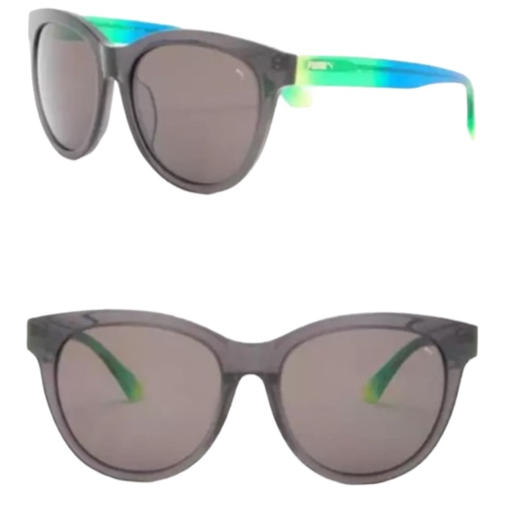 Puma Rounded Cat Eye Sunglasses Multicolor Frames Dark Smoke Lens 56-18-145 mm